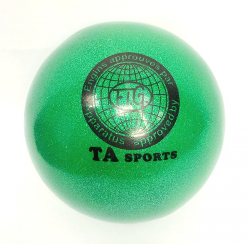 Мяч для художественной гимнастики 19 см зеленый с блестками TA Sports 02528