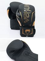 Перчатки боксерские 2 унц Venum Elite EVO черно-золотой 05280