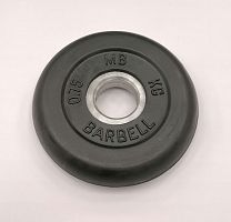 Диск 0,75 кг, 26 мм, черный, обрезиненный с метал втулкой MB Barbell 997927